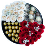 Tambor dividido de 2 partes de rosas, 1 de fresas y 1 de ferreros - Image 2