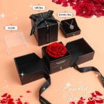 Joyero con rosa preservada Premium Roja y collar " I love you " - Image 3