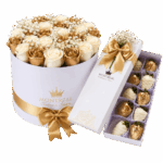 Mix Tambor de rosas y caja de fresas